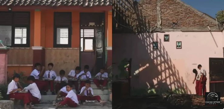 Ironi Program Makan Bergizi Gratis di Grobogan, Siswa Santap Makanan Sehat di Tengah Kelas yang Roboh